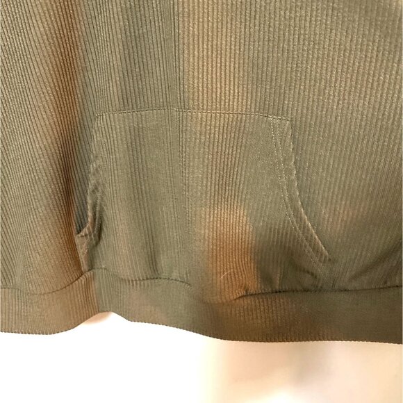 Shein Curve 3XL Olive Green Cold Shoulder Hoodie With Lace Trim & Front Pocket - Picture 2 of 7